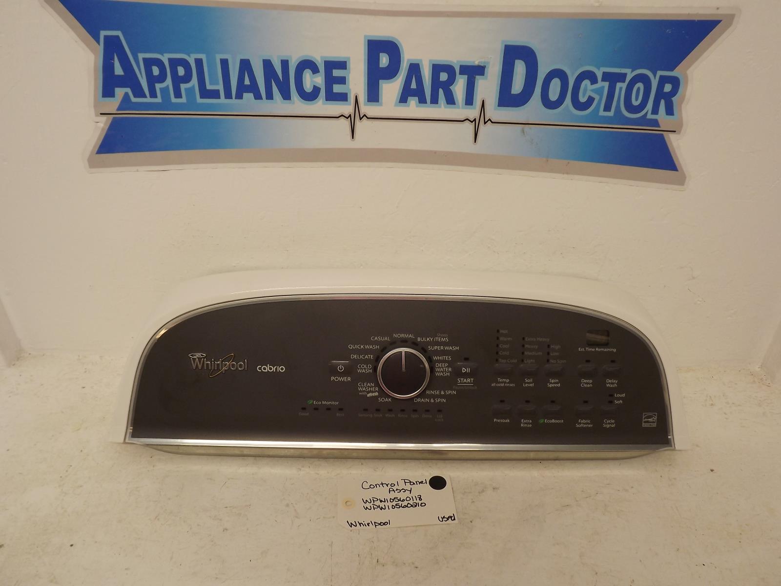 Whirlpool Washer WPW10560118 WPW10560210 Control Panel Assy Used Whirlpool Washer WPW10560118 WPW10560210 Control Panel Assy Used